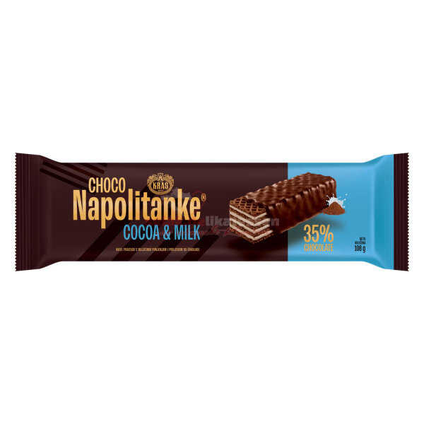 Napolitanke Choco Cocoa & Milk, (Schoko-Waffeln mit Kakao- und Milchcreme) Kras 108g