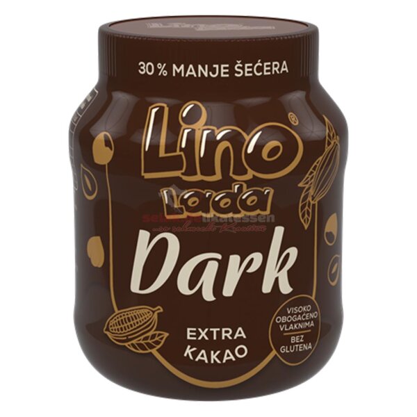 Lino Lada Dark (Dunkle Kakaocreme), Brotaufstrich mit 30% weniger Zucker – Podravka 350g